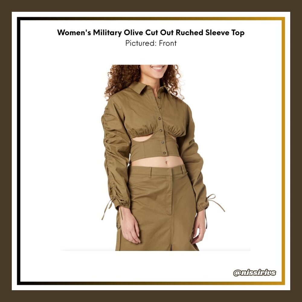 💚 NWOT The Drop Military Cut-Out Ruched Sleeve Top by @bhampton (L)